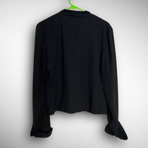 90s vintage Talbots black fitted women’s blazer w beaded trim sz L romantic goth - Picture 4 of 5